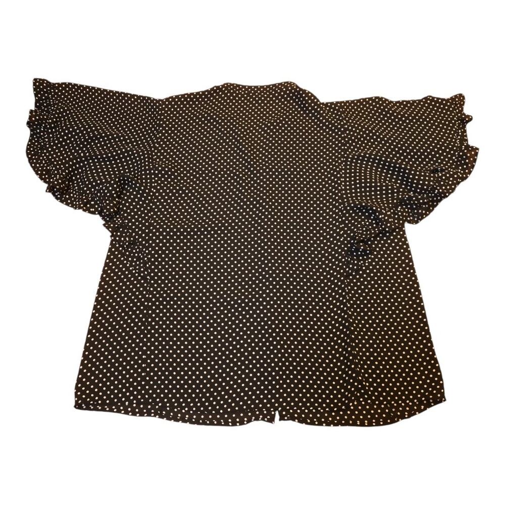 Ann Taylor Factory Blouse Sz L 2PK Black Solid & Polka Dot Flutter Sleeves EUC - Picture 13 of 14